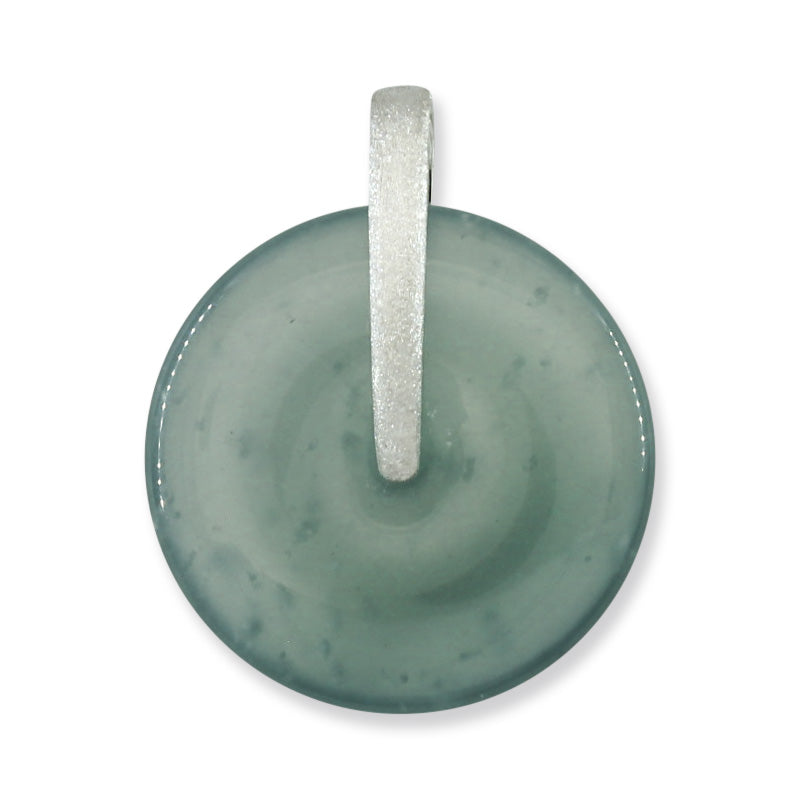 18K WHITE GOLD BLUE GREEN JADEITE JADE PI DISC PENDANT UPC #394179