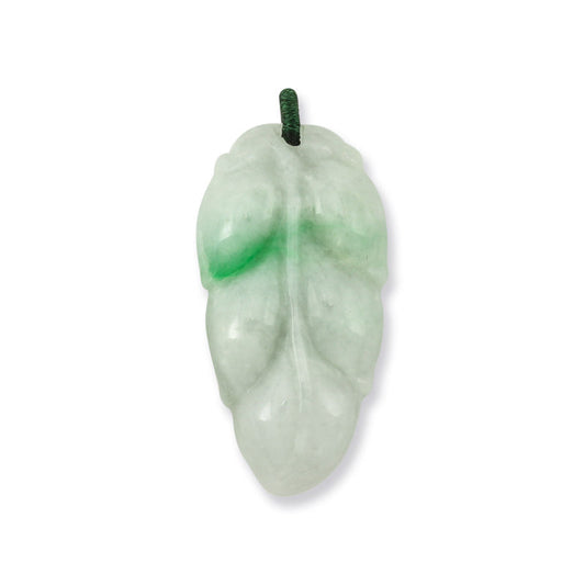 GREEN JADEITE JADE CARVED LEAF PENDANT UPC #381858