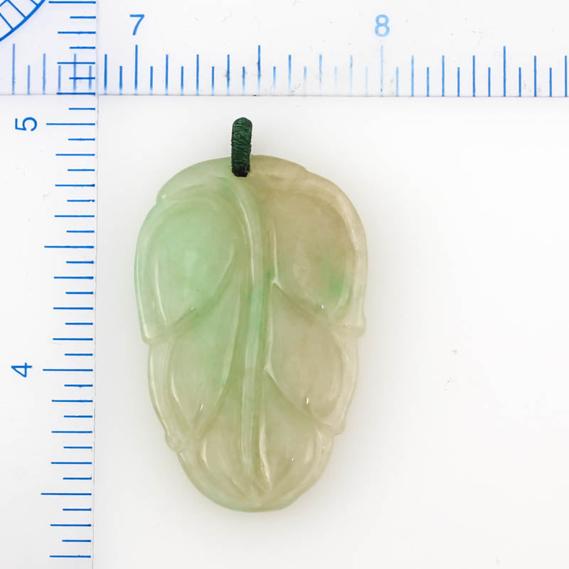 GREEN JADEITE JADE CARVED LEAF PENDANT UPC #381889