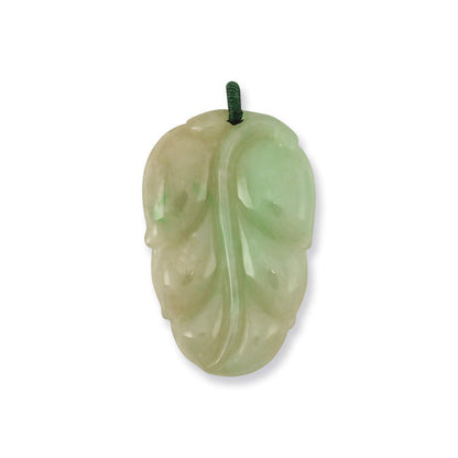 GREEN JADEITE JADE CARVED LEAF PENDANT UPC #381889