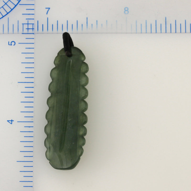 GREEN JADEITE JADE CARVED BAMBOO PENDANT UPC #390331