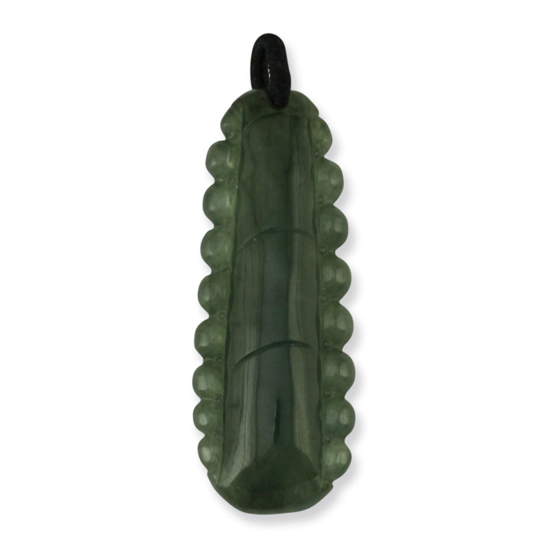 GREEN JADEITE JADE CARVED BAMBOO PENDANT UPC #390331