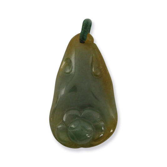 GREEN & RED JADEITE JADE CARVED PENDANT UPC #380578