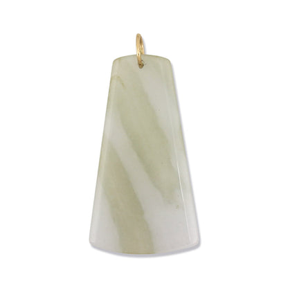 14K YELLOW GOLD WATER JADEITE JADE TRIANGULAR TABLET PENDANT UPC #382282