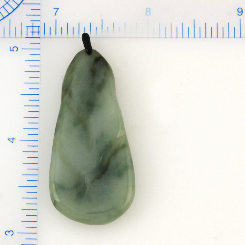 GREEN JADEITE JADE CARVED LADY IN GARDEN PENDANT UPC #390195