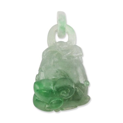 GREEN JADEITE JADE CARVED PENDANT WITH INTEGRAL BAIL UPC #384958