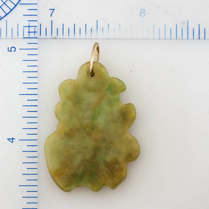 14K Yellow Gold Yellow Jadeite Jade Carved Good Fortune Pendant | UPC #395596