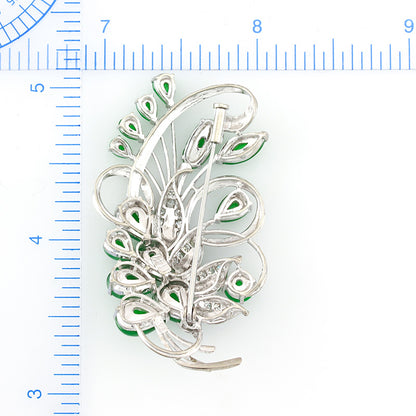 14K White Gold Green Jadeite Jade Pin | Estate Jewelry | UPC #349339