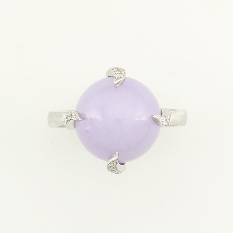 18K WHITE GOLD LAVENDER JADEITE JADE RING UPC #337497