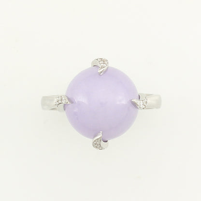 18K WHITE GOLD LAVENDER JADEITE JADE RING UPC #337497