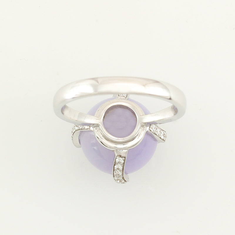 18K WHITE GOLD LAVENDER JADEITE JADE RING UPC #337497