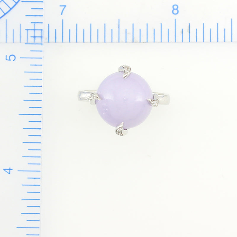 18K WHITE GOLD LAVENDER JADEITE JADE RING UPC #337497