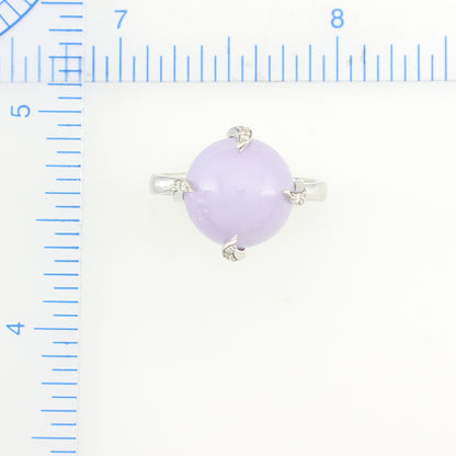 18K WHITE GOLD LAVENDER JADEITE JADE RING UPC #337497