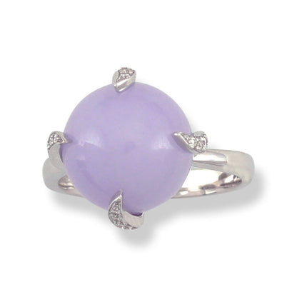 18K WHITE GOLD LAVENDER JADEITE JADE RING UPC #337497