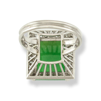 Vintage Platinum Jadeite Jade Ring Size 5.5 | Estate Jewelry | UPC #327917