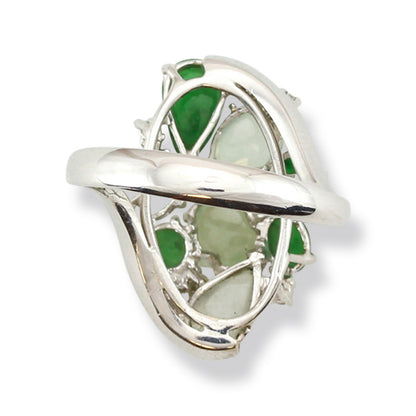 14K WHITE GOLD GREEN & ICE JADEITE JADE RING UPC #328945