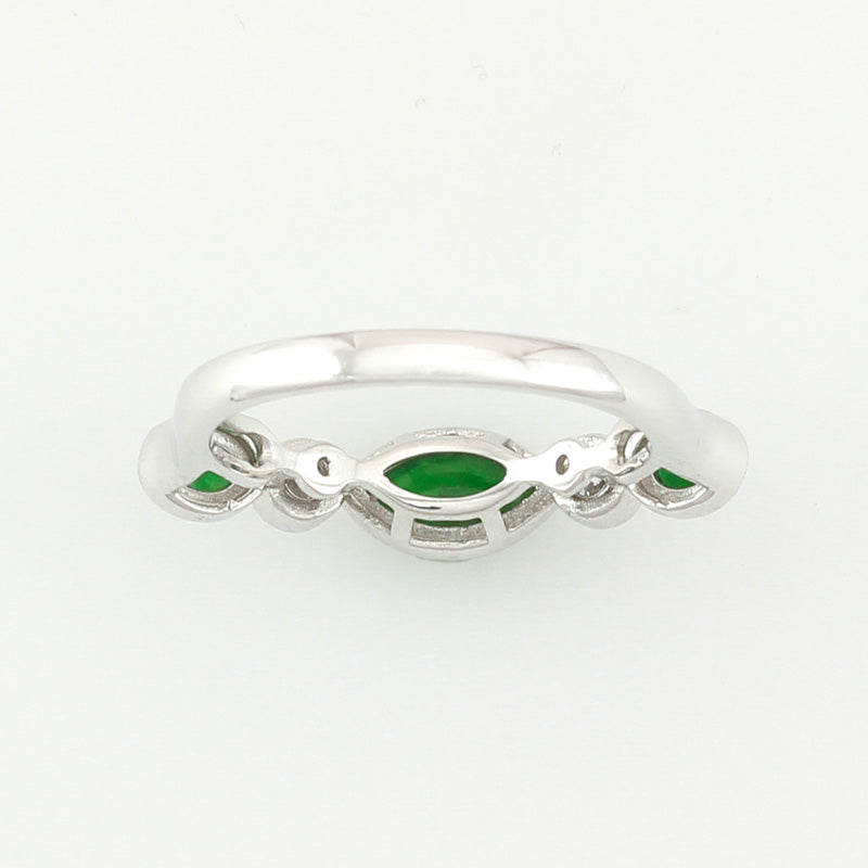 18K WHITE GOLD GREEN JADEITE JADE AND DIAMOND RING UPC #342118