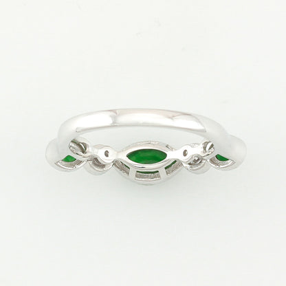 18K WHITE GOLD GREEN JADEITE JADE AND DIAMOND RING UPC #342118