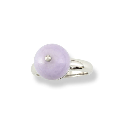 14K WHITE GOLD LAVENDER JADEITE JADE BEAD RING UPC #340015