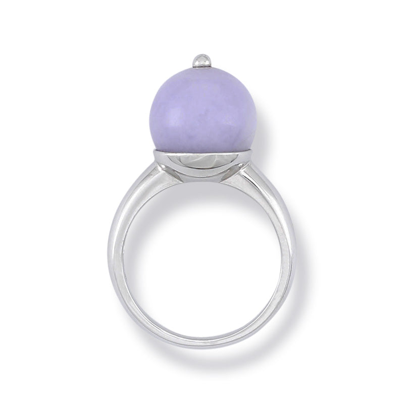 14K WHITE GOLD LAVENDER JADEITE JADE BEAD RING UPC #340015