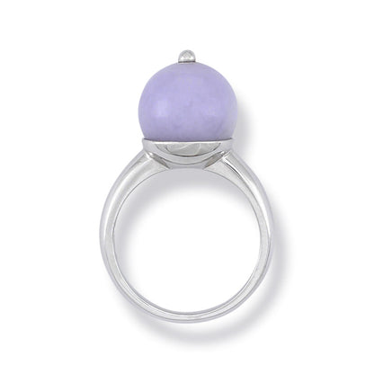 14K WHITE GOLD LAVENDER JADEITE JADE BEAD RING UPC #340015