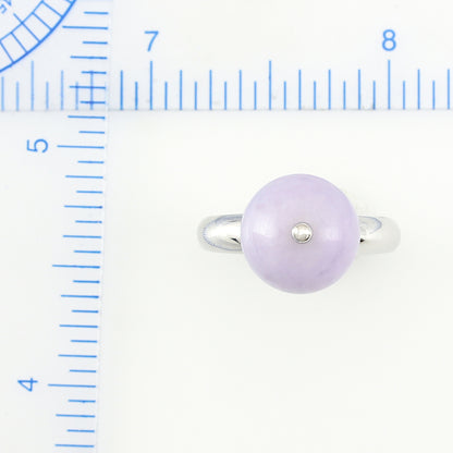 14K WHITE GOLD LAVENDER JADEITE JADE BEAD RING UPC #340015