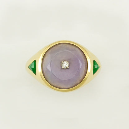 14K YELLOW GOLD LAVENDER JADEITE JADE RING UPC #341029