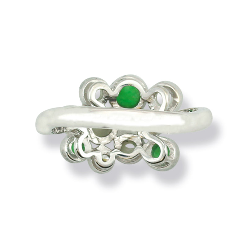 18K WHITE GOLD GREEN & ICE JADEITE JADE 'BUBBLE' RING UPC #381704