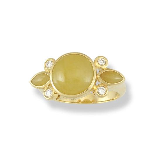 18K YELLOW GOLD YELLOW JADEITE JADE RING UPC #341937