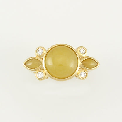 18K YELLOW GOLD YELLOW JADEITE JADE RING UPC #341937