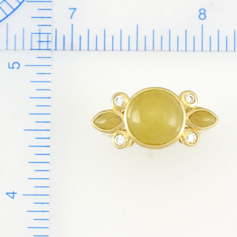 18K YELLOW GOLD YELLOW JADEITE JADE RING UPC #341937