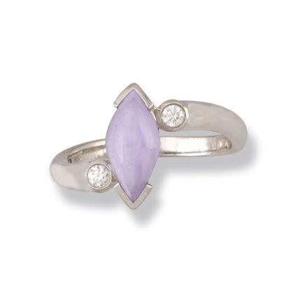 18K WHITE GOLD LAVENDER JADEITE JADE RING UPC #342491