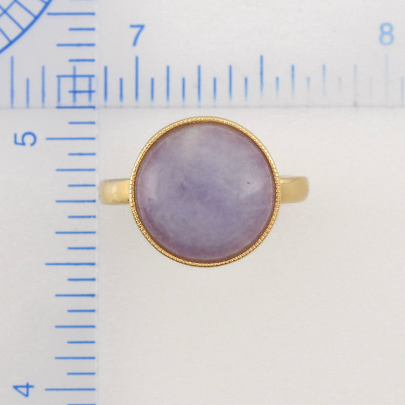 14K YELLOW GOLD LAVENDER JADEITE JADE RING UPC #377585