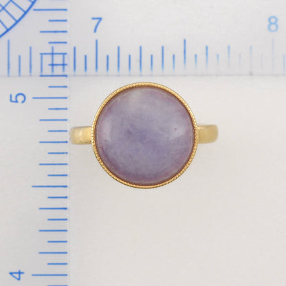 14K YELLOW GOLD LAVENDER JADEITE JADE RING UPC #377585