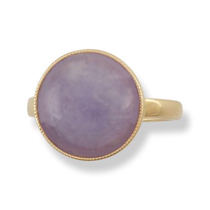 14K YELLOW GOLD LAVENDER JADEITE JADE RING UPC #377585