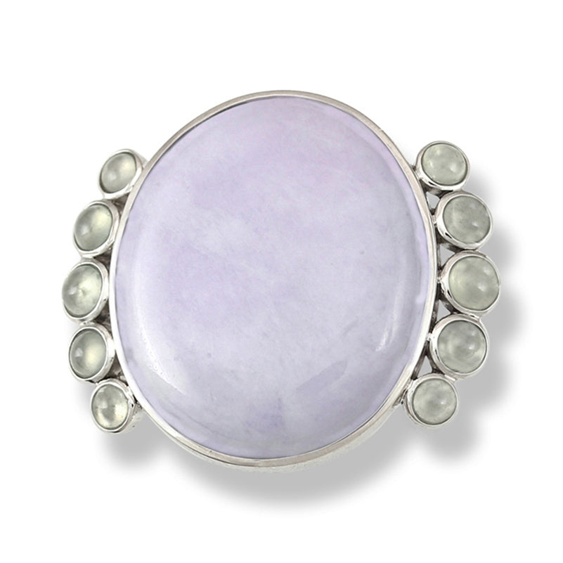 14K WHITE GOLD LAVENDER JADEITE JADE COCKTAIL RING UPC #388482