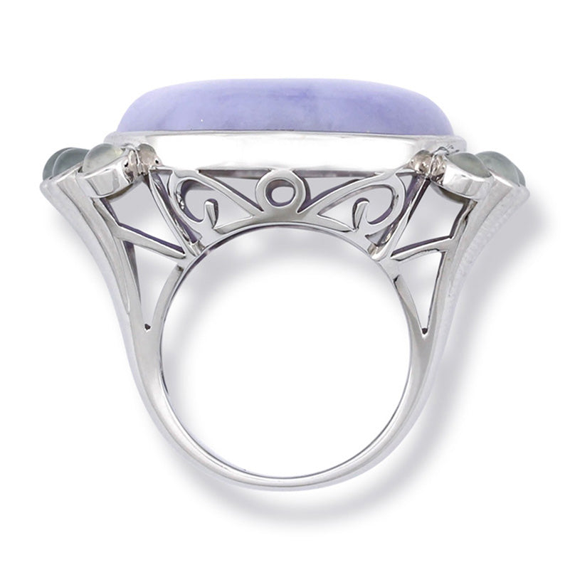 14K WHITE GOLD LAVENDER JADEITE JADE COCKTAIL RING UPC #388482