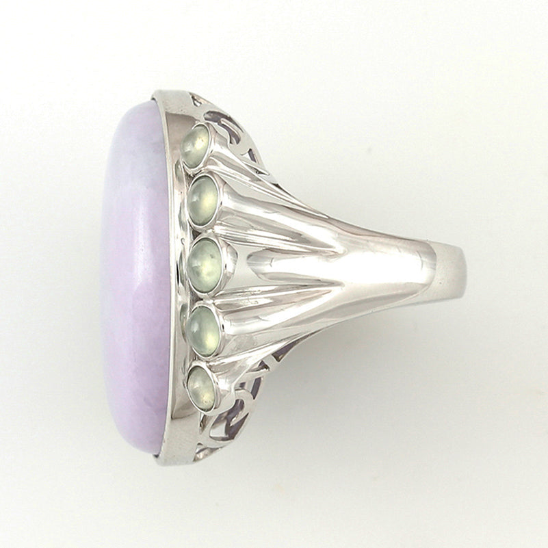 14K WHITE GOLD LAVENDER JADEITE JADE COCKTAIL RING UPC #388482