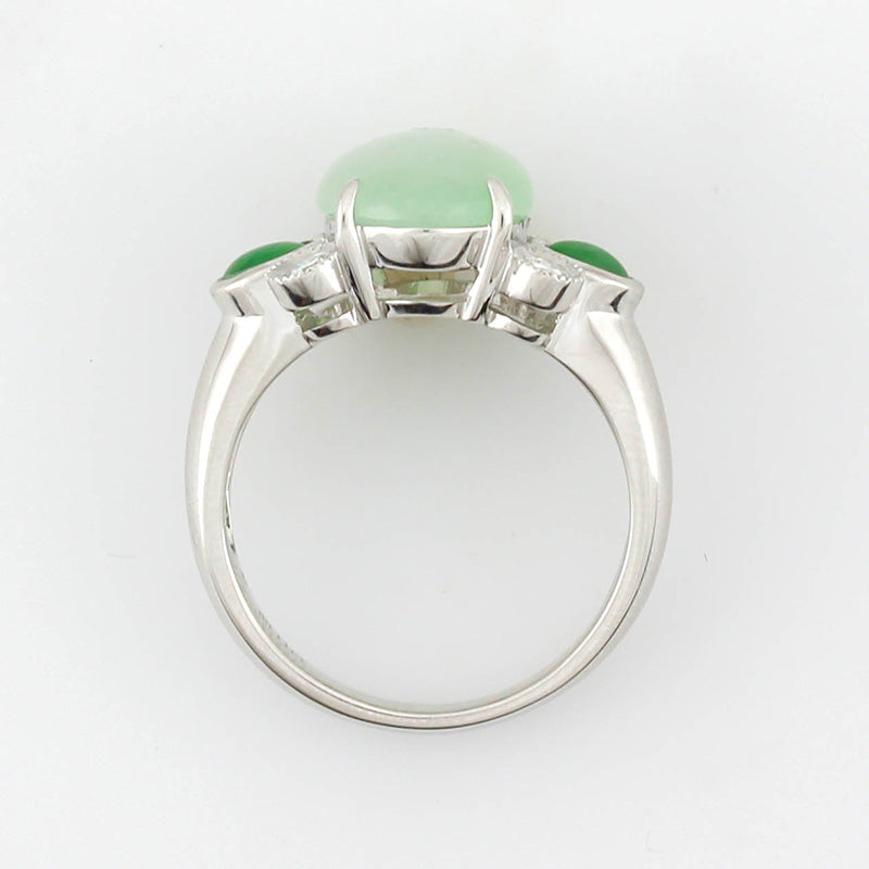 18K WHITE GOLD ICY GREEN JADEITE JADE RING UPC #354432