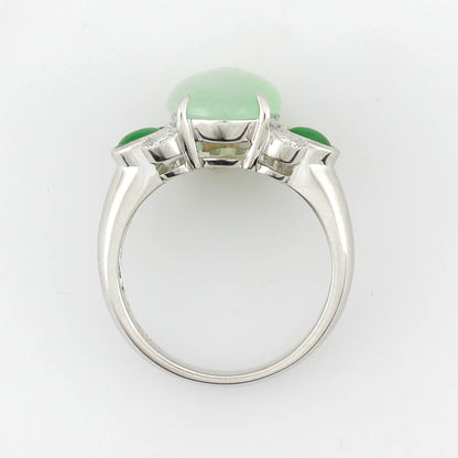 18K WHITE GOLD ICY GREEN JADEITE JADE RING UPC #354432