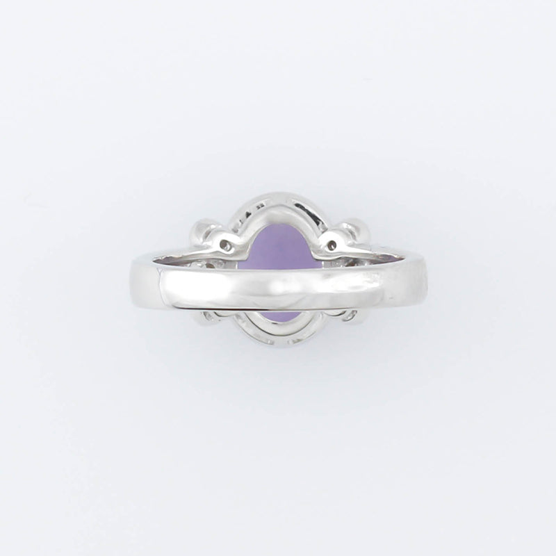 18K WHITE GOLD LAVENDER JADEITE JADE & DIAMOND RING UPC #358973