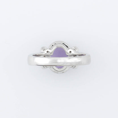 18K WHITE GOLD LAVENDER JADEITE JADE & DIAMOND RING UPC #358973