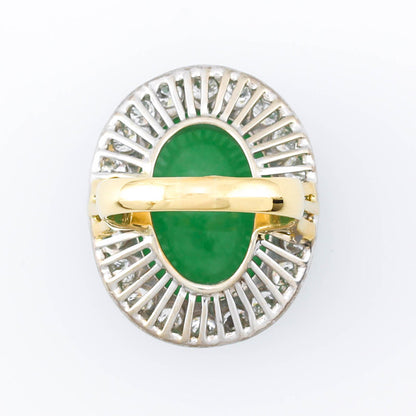 Vintage Jadeite Jade Ring | 18K Two-Tone Estate Jewelry | UPC #360846