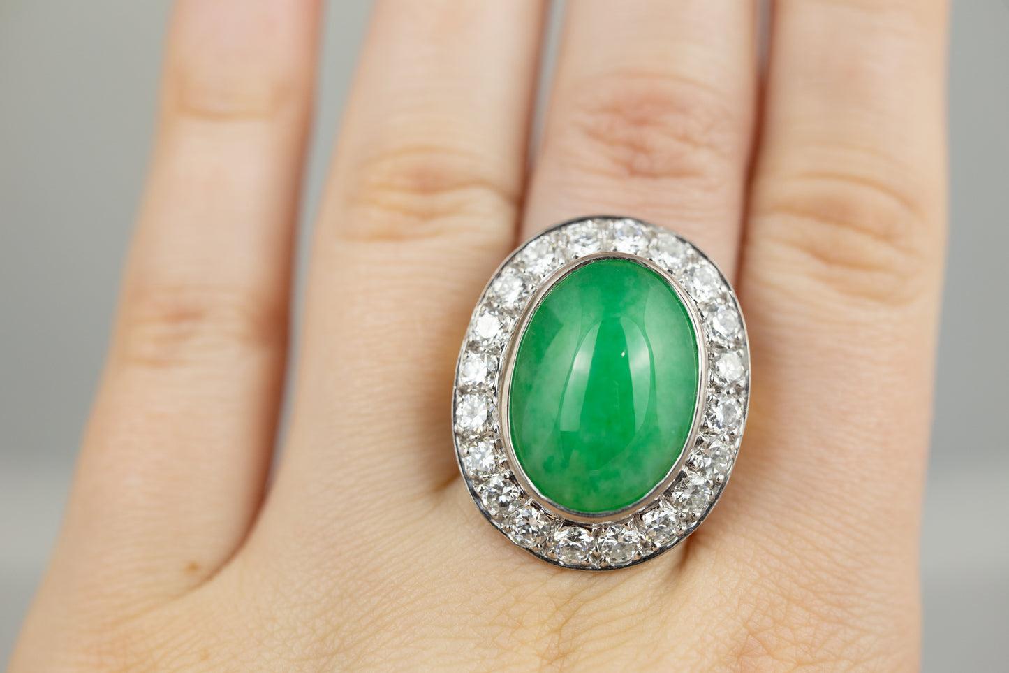 Vintage Jadeite Jade Ring | 18K Two-Tone Estate Jewelry | UPC #360846