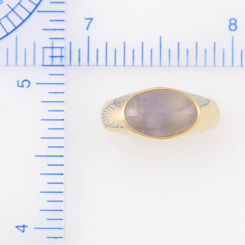 18K YELLOW GOLD LAVENDER JADEITE JADE RING UPC #365346