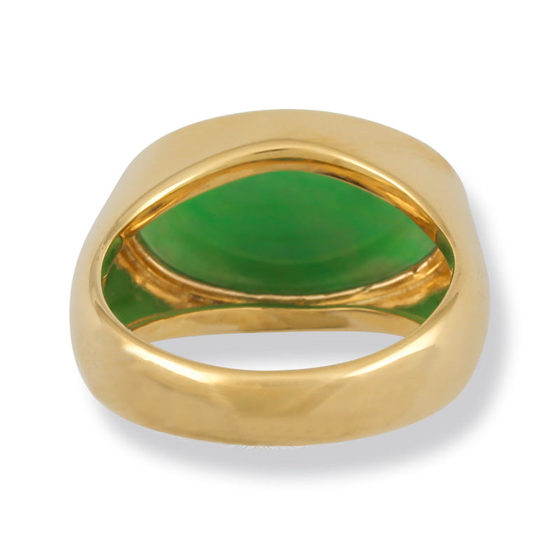 18K YELLOW GOLD GREEN JADEITE JADE EAST WEST RING UPC #373617