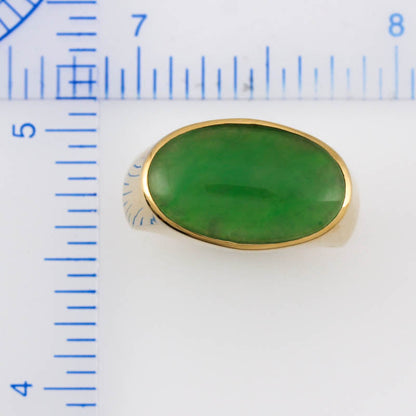 18K YELLOW GOLD GREEN JADEITE JADE EAST WEST RING UPC #373617