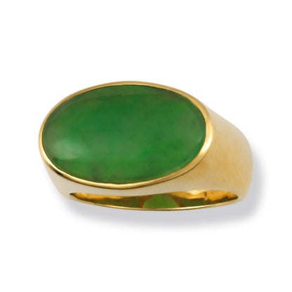 18K YELLOW GOLD GREEN JADEITE JADE EAST WEST RING UPC #373617