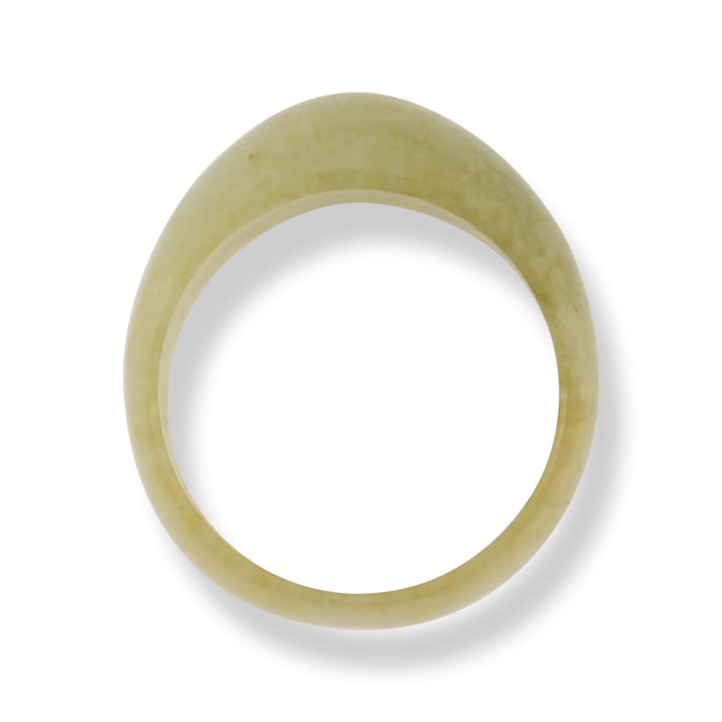 YELLOW JADEITE JADE DOMED TOP BAND RING FINGER SIZE 6.5 UPC #365612