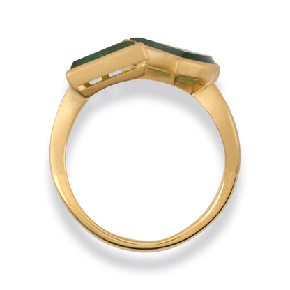 18K YELLOW GOLD GREEN JADEITE JADE BYPASS RING UPC #369054